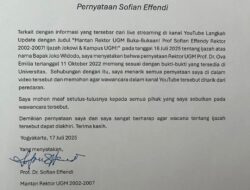 Surat Permohonan Maaf Sofian Effendi: Saya Revisi Ucapan Terkait Ijazah Jokowi